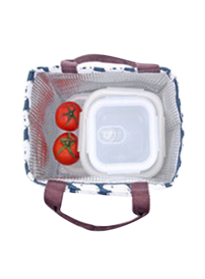 Printed Insulated Canvas Lunch Bag fabric White 23x20x16cm