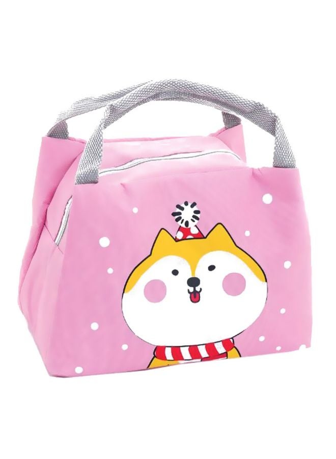 Printed Insulated Thermal Lunch Bag Pink/White/Yellow 21x17x15cm