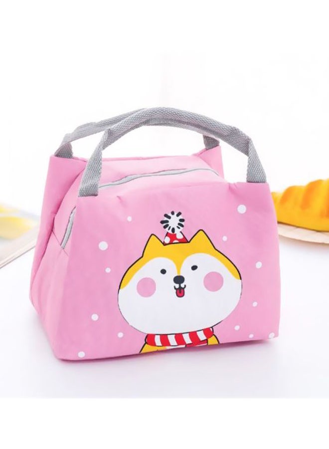 Printed Insulated Thermal Lunch Bag Pink/White/Yellow 21x17x15cm