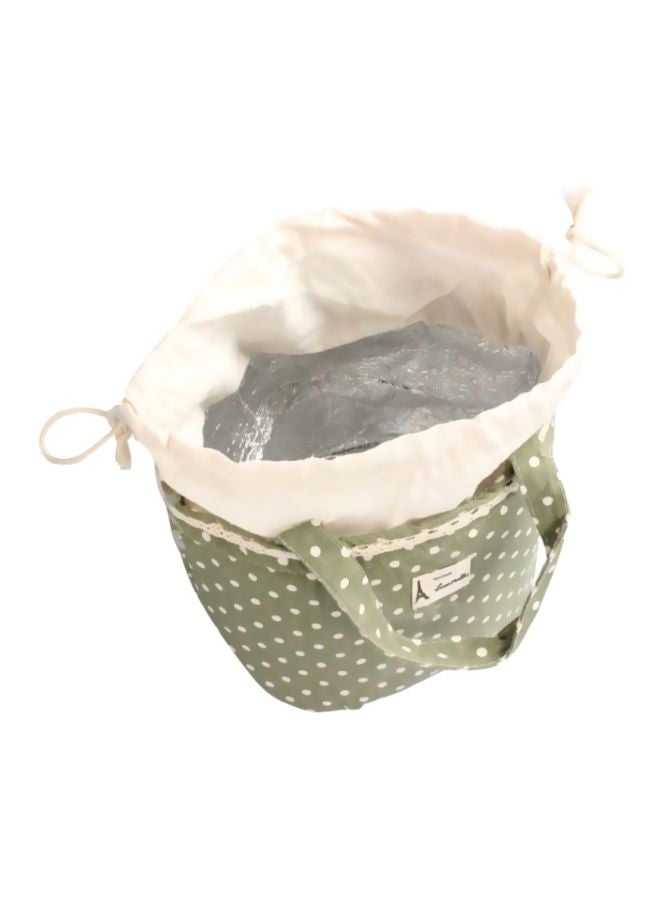 Polka Dots Insulated Lunch Bag Green/Beige 17x15x18cm