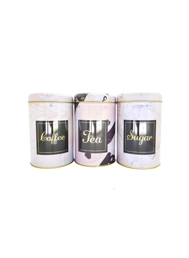 3-Pieces Home Decorative Storage Tins With Lid Metal Food Cans