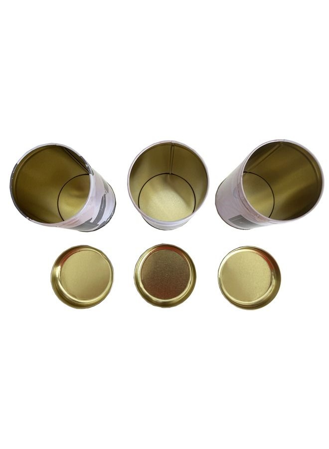 3-Pieces Home Decorative Storage Tins With Lid Metal Food Cans