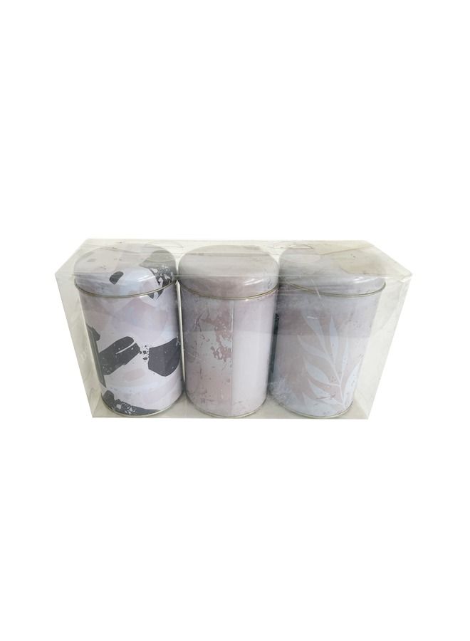 3-Pieces Home Decorative Storage Tins With Lid Metal Food Cans