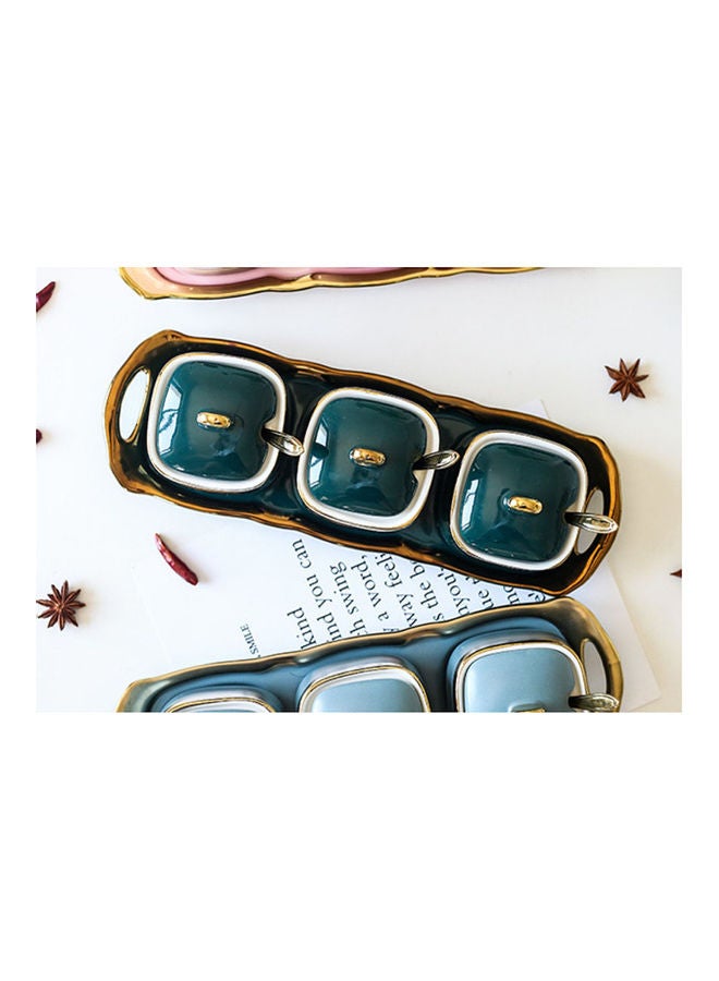 4-Piece Ceramic Spice Jar Set Gold/Green 32.7x11x10cm