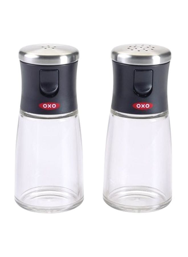 2-Piece Salt And Pepper Shaker Set Clear/Black/Silver