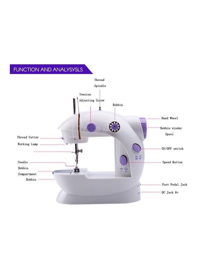 Portable Mini Sewing Machine H15345 White/Purple