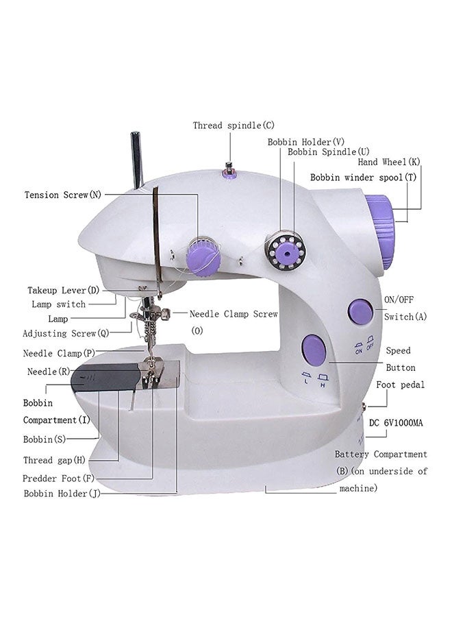 Portable Mini Sewing Machine White/Purple DLC-31121 White/Purple