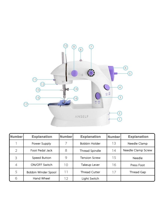 Mini Portable Handheld Sewing Machine E11580EU White/Purple