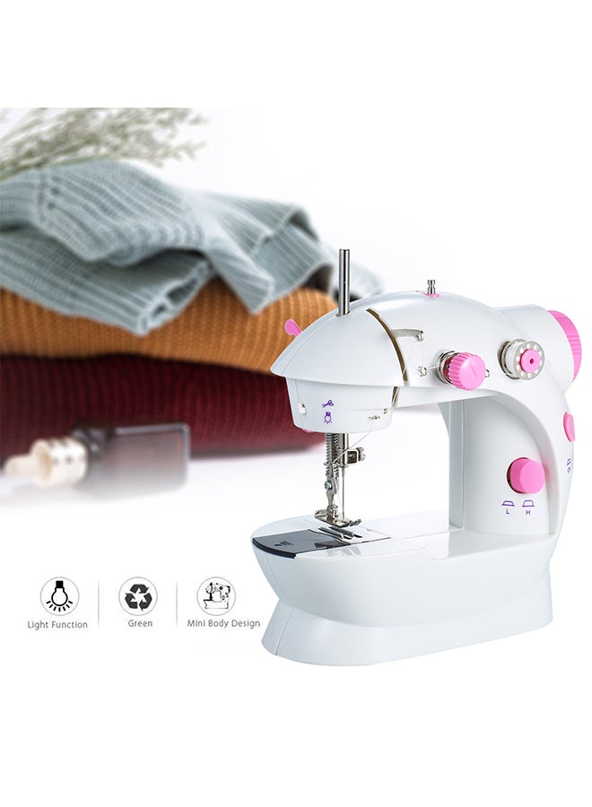 Mini Adjustable 2-Speed Double Thread Electric Sewing Machine E11599UK-A Pink/White/Black