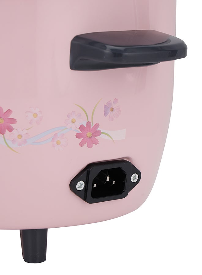 Multifunctional Rice Cooker With Non-Stick Inner Pot With Cool Touch Handle/Includes Cook And Keep Warm Functions, Equipped With Tempered Glass Lid, Rice Spoon, Plastic Inner Steamer And Measuring Cup 0.6 L 350 W OMRC2350H Pink/Silver
