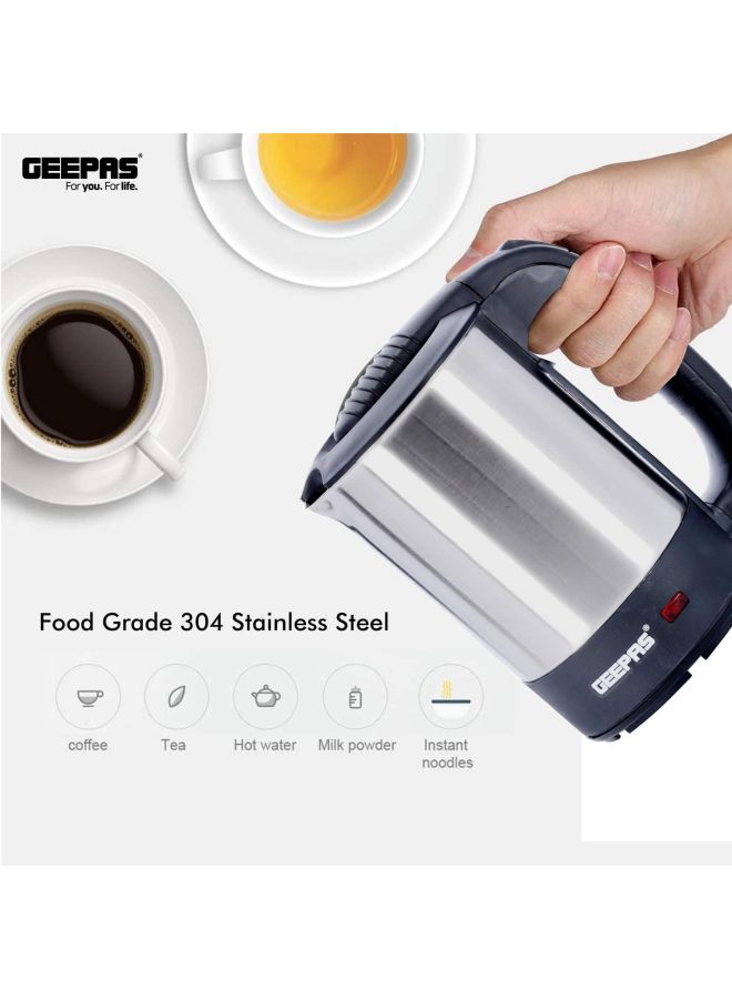 12V Stainless steel Car Kettle- Water Heater for Caravans- 500ml-  Stainless-Steel Electric Car Kettle with Cigarette Lighter Charger | Quick Hot Water, Coffee, Tea 500 ml 150 W GK38041 sliver