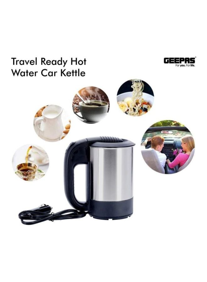 12V Stainless steel Car Kettle- Water Heater for Caravans- 500ml-  Stainless-Steel Electric Car Kettle with Cigarette Lighter Charger | Quick Hot Water, Coffee, Tea 500 ml 150 W GK38041 sliver