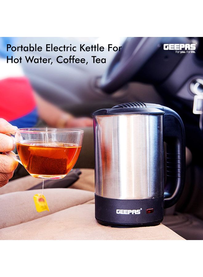 12V Stainless steel Car Kettle- Water Heater for Caravans- 500ml-  Stainless-Steel Electric Car Kettle with Cigarette Lighter Charger | Quick Hot Water, Coffee, Tea 500 ml 150 W GK38041 sliver