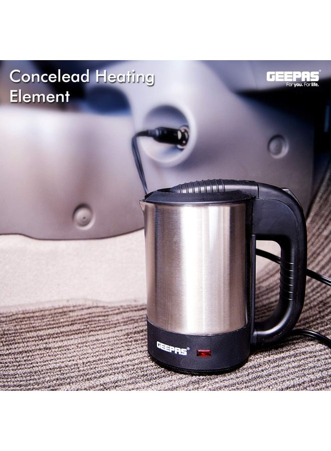 12V Stainless steel Car Kettle- Water Heater for Caravans- 500ml-  Stainless-Steel Electric Car Kettle with Cigarette Lighter Charger | Quick Hot Water, Coffee, Tea 500 ml 150 W GK38041 sliver