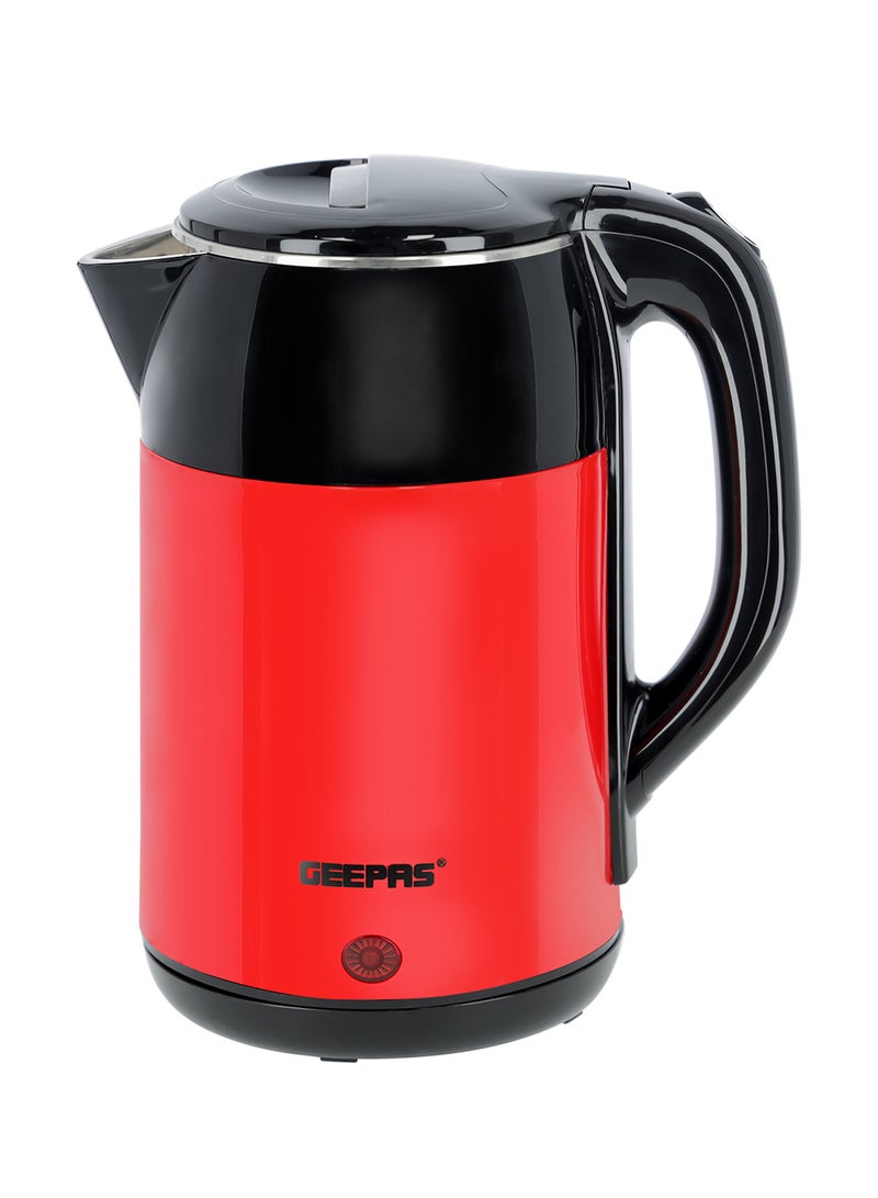Double Layer Stainless Steel Electric Kettle,  Cordless Jug with Detachable Base, 360° Rotation, Boil-Dry Protection, and Automatic Shut-Off 1.8 L 1500 W GK6138 Red/Black