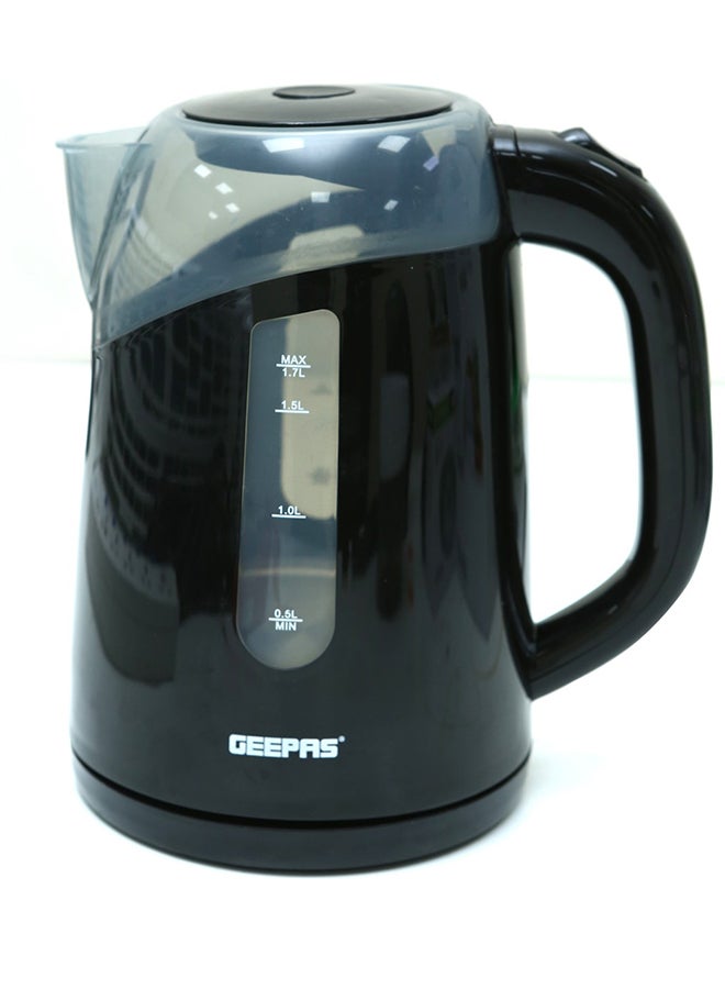 Electric Kettle, Plastic Water Kettle, Boil Dry Protection | Detachable Filter Spout | Automatic Lid Open Function 1.7 L 2200 W GK38027 Black/Clear