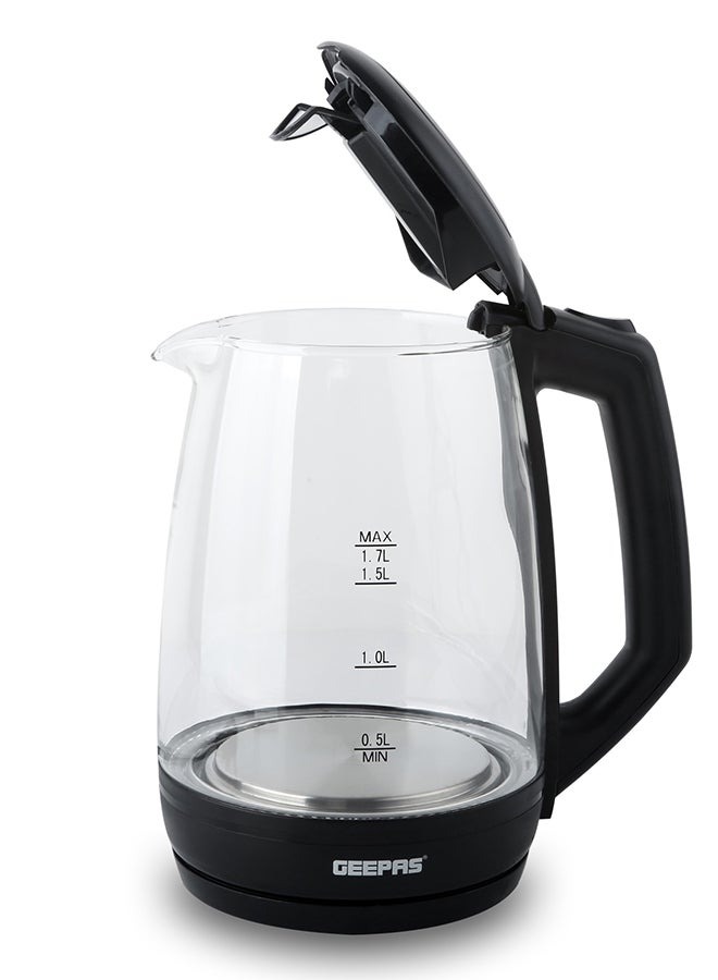 Electric Glass Kettle 1.8L, 360° Rotation Base, Cord Storage, Glass Body Clear Water Label Gauge, Perfect Pour Wide Opening, Safe & Convenient, automatic Shut-Off Function & Boil Dry Protection 1.8 L 1500 W GK9901N Dark Brown/clear