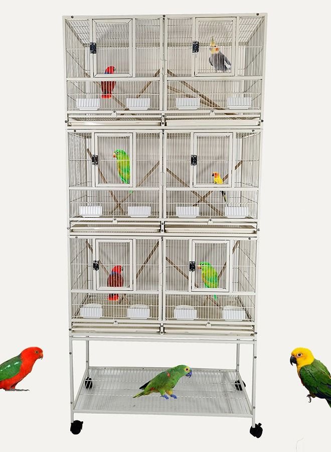 Bird Cage, Multiple compartment cage, Metal Cage with Plastic base, Birds Village, Indoor use, Bird House, Parrot cage, Easy to Assemble, Black color metal bars, 210 cm height