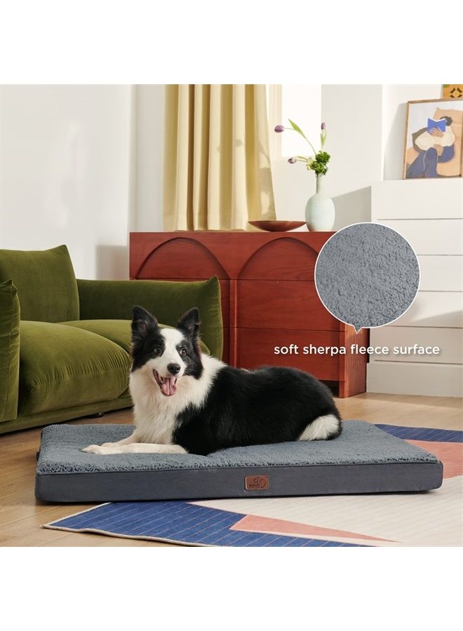 Jumbo Dog Bed for Large Dogs - XXL Orthopedic Dog Beds with Removable Washable Cover, Egg Crate Foam Pet Bed Mat, Suitable for Dogs Up to 150lbs, Dark Grey