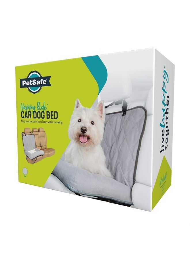 Happy Ride Car Dog Bed - Best for Bucket Seats - Fits Cars, Trucks, Minivans and SUVs - Comfortable and Machine Washable - Durable Vehicle Pet Bed - Grey