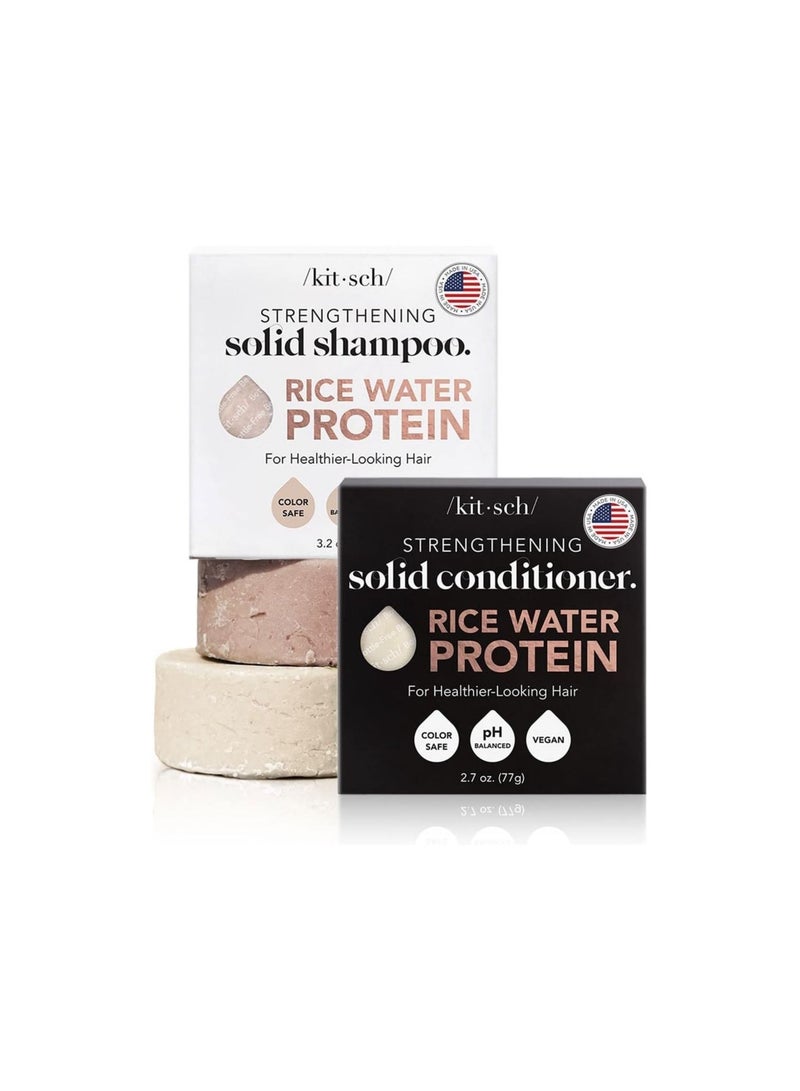 Shampoo and Conditioner Bar for Hair Growth. Strengthening, Cleansing & Moisturising Vegan Rice Water 2pc Set
