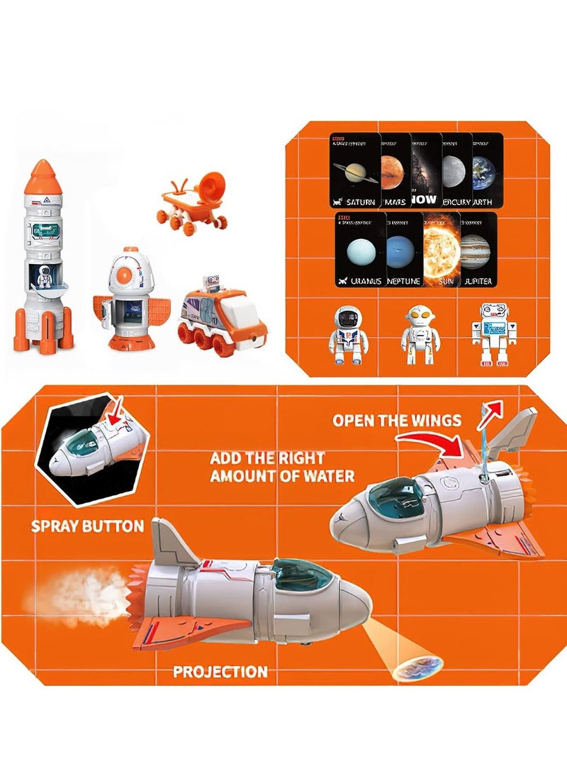 5 in1 Space Toy for Kids Aerospace Model Space Figure Toys with Sound Lights Includes Space Shuttle Astronaut Figures Rover Station