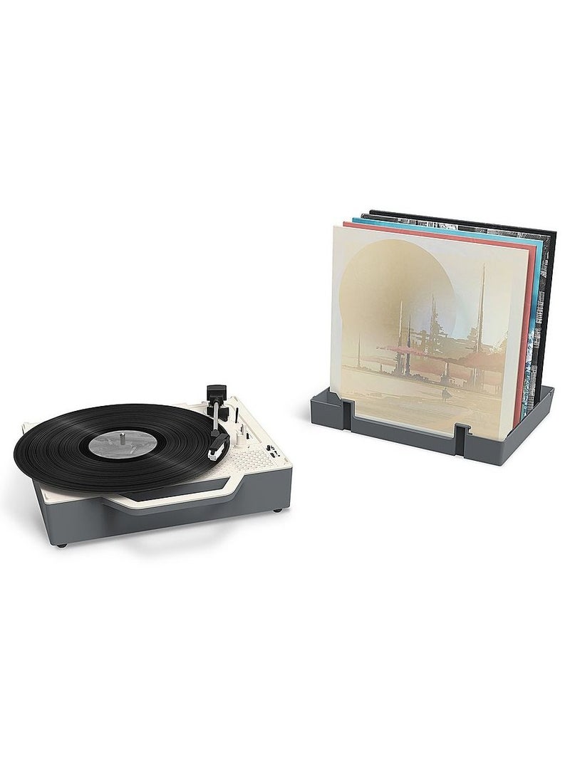 Victrola Re-Spin Sustainable Suitcase Record Player with Built in Bluetooth Speakers 3 Speed Belt Driven Turntable Built-in Bass Radiator 3.5mm Headphone Jack Graphite Grey