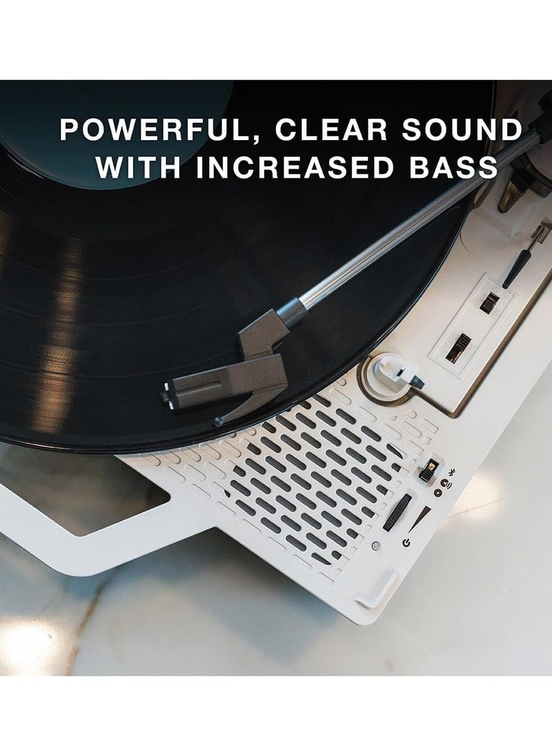 Victrola Re-Spin Sustainable Suitcase Record Player with Built in Bluetooth Speakers 3 Speed Belt Driven Turntable Built-in Bass Radiator 3.5mm Headphone Jack Graphite Grey