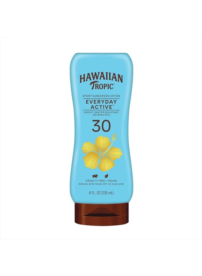 Everyday Active Lotion Sunscreen SPF 30, 8oz | Hawaiian Tropic Sunscreen SPF 30, Sunblock, Broad Spectrum Sunscreen, Oxybenzone Free Sunscreen, Water Resistant Sunscreen SPF 30, 8oz