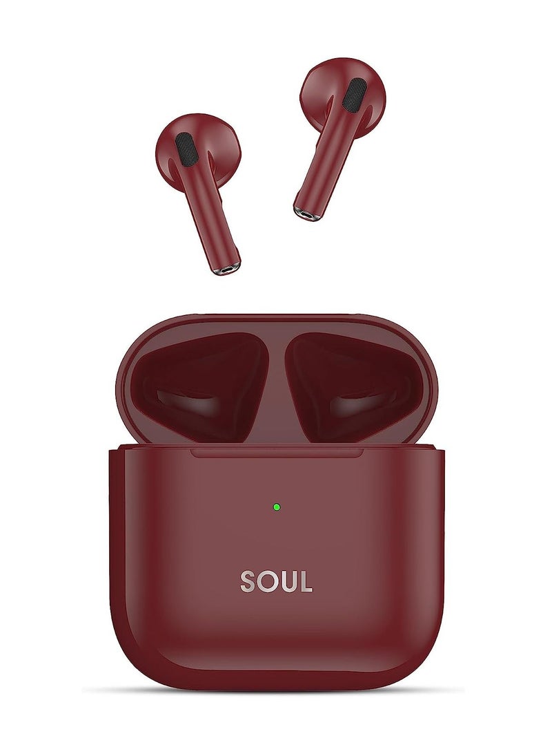 Xcell Soul 11 Small Size Ear Buds, with 5hrs play & talk time and100 hours standby, compatible with most Android/iOS/Harmony OS devices - Maroon