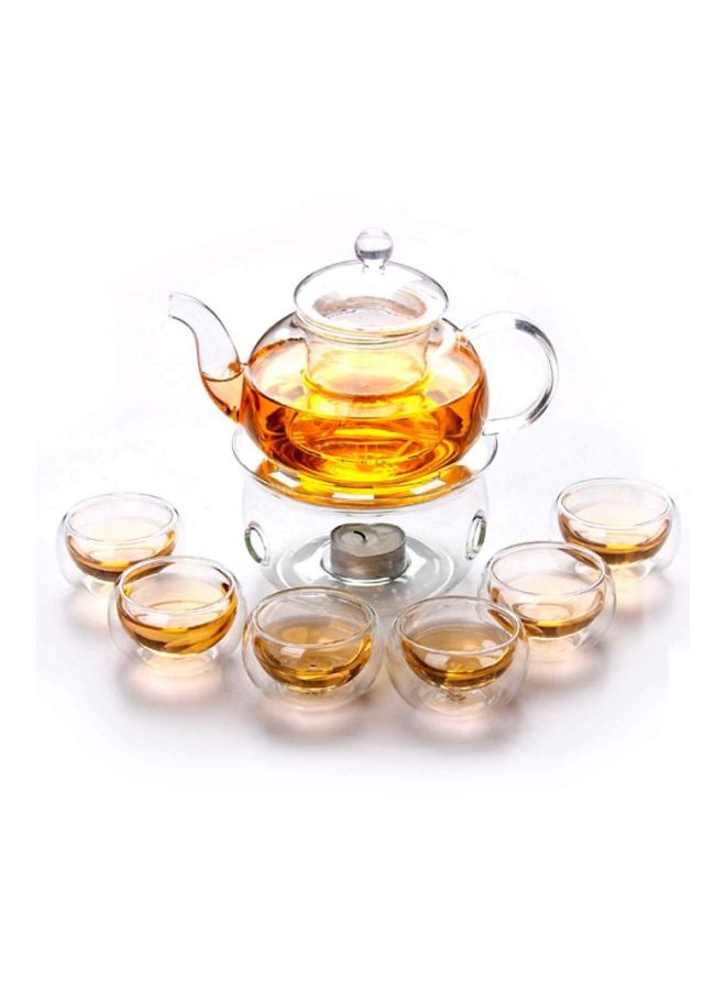 8-Piece Cup And Tea Pot Set Clear