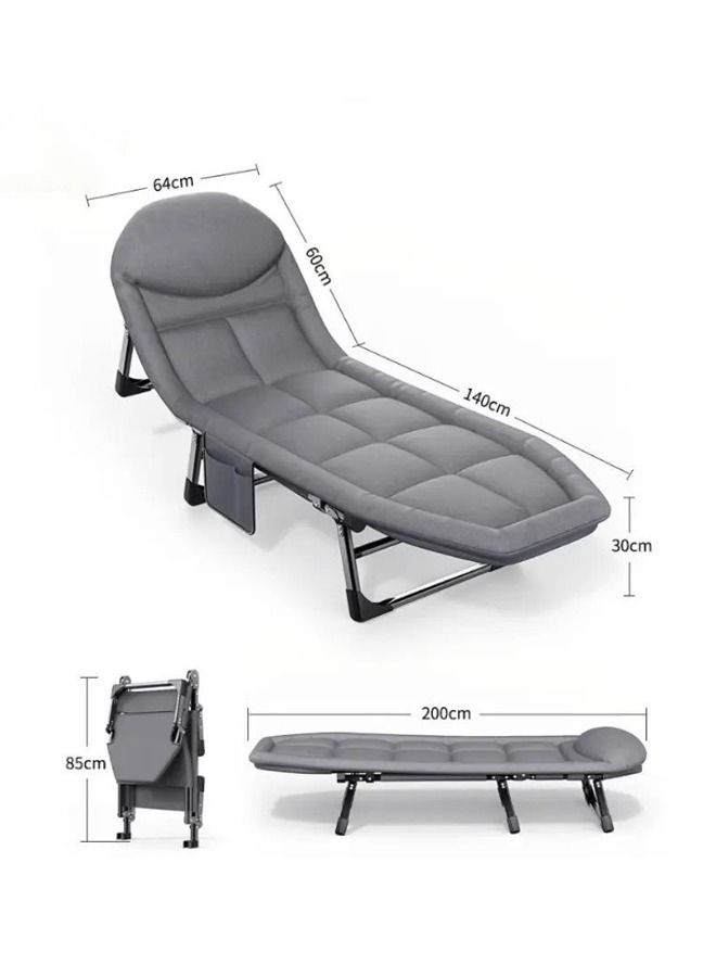 Modern Simple Portable Folding Beds Office Bedroom Nap Single Bed Home Furniture Hospital Accompanying Bed Outdoor Marching Bed 5 Gear Backrest Adjustable Recliner Bed