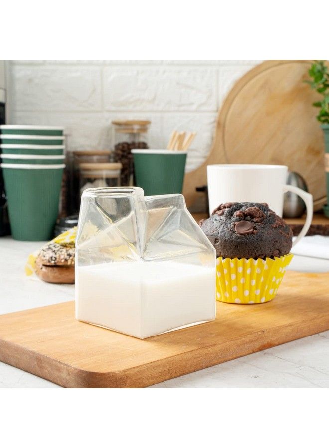 12 Ounce Glass Milk Carton 1 Reusable Milk Carton Creamer Durable Serve Cream Milk Or Juice Clear Glass Mini Milk Carton Dishwashersafe For Homes Or Restaurants