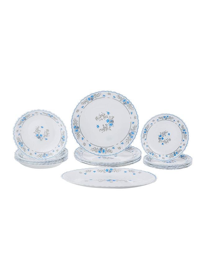 19-Piece Romantique Feston Dinner Set White/Blue 16.2x31.8x30cm