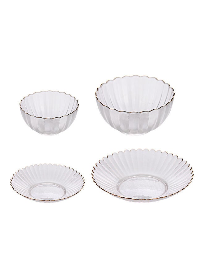 4-Piece Glass Plate and Bowl Clear 23.9x12x4.9cm