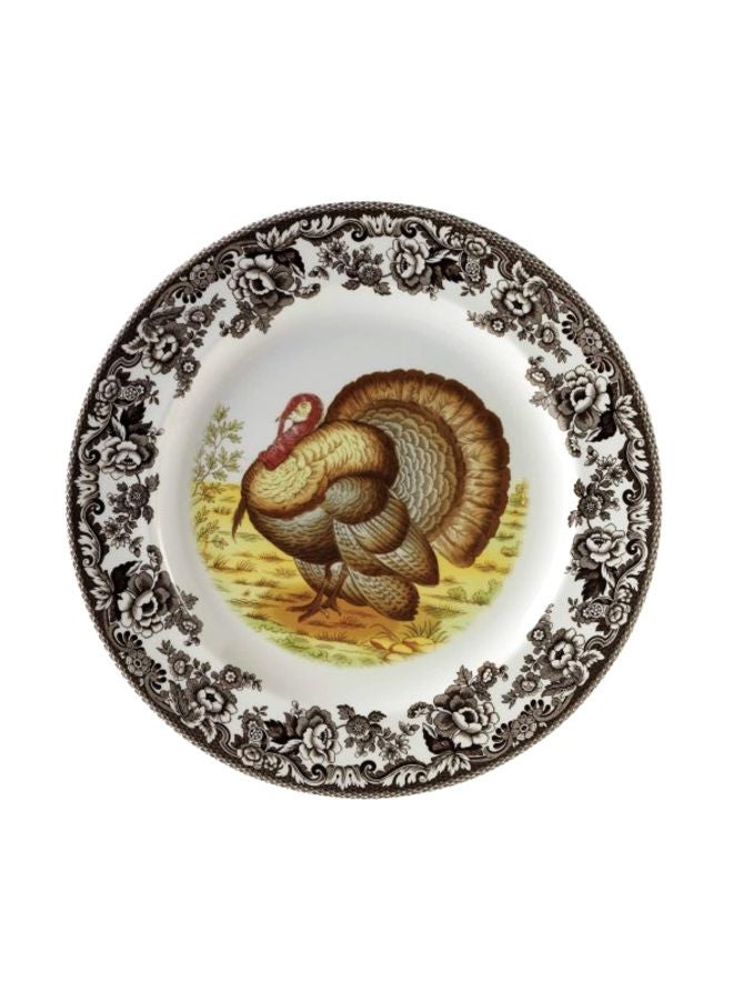 Woodland Turkey Dinner Plate White/Brown/Yellow 10.5inch