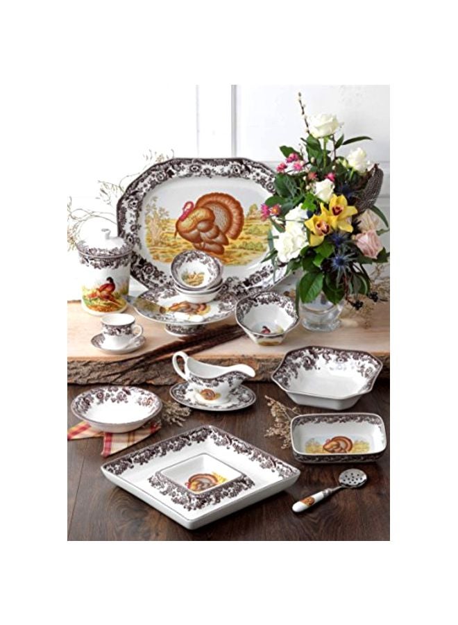 Woodland Turkey Dinner Plate White/Brown/Yellow 10.5inch