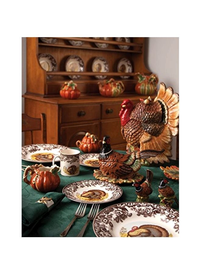 Woodland Turkey Dinner Plate White/Brown/Yellow 10.5inch