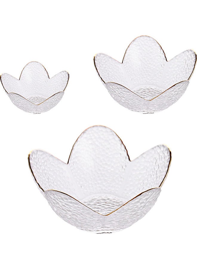 3-Piece Gold Drawing Glass Plate For Unicorn Lotus Clear 16.5x7.5x9cm