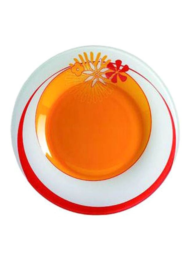 6-Piece Graphic Printed Dessert Plates White/Orange/Red 19cm