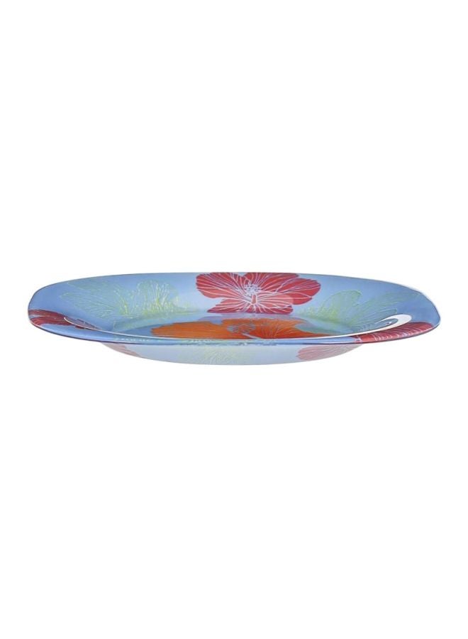 6-Piece Value Pack Hibiscus Dessert Plate Set Blue/Red/Orange 18cm