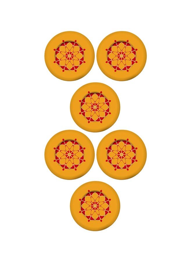 6-Piece Arabesques Dessert Plates Yellow/Red 19cm