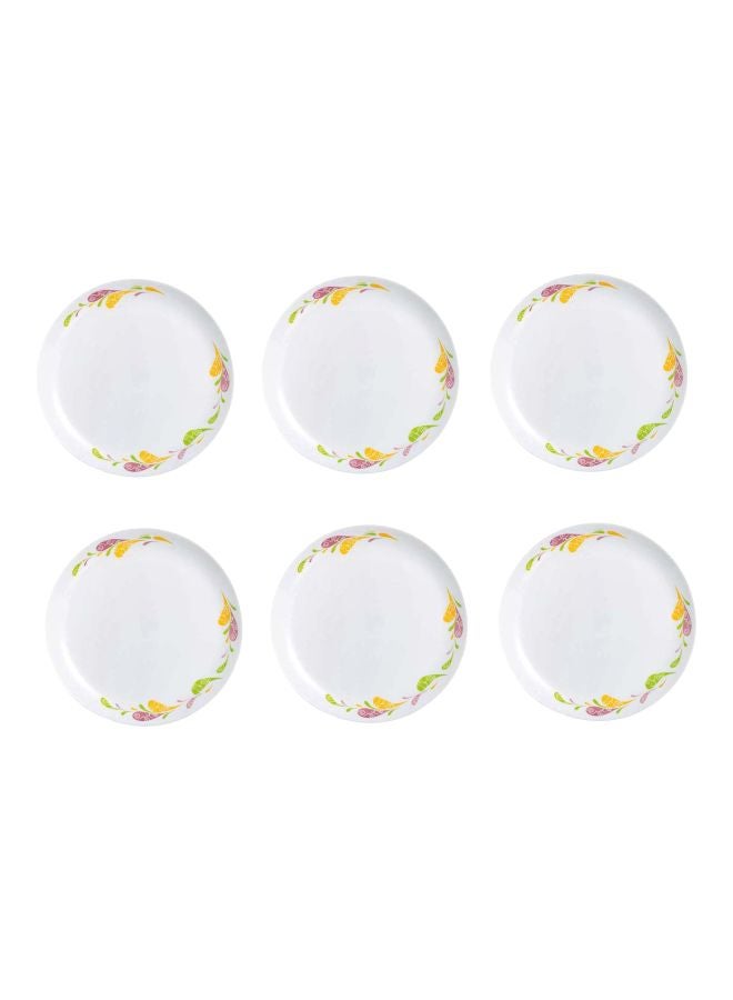 6-Piece Gangaur Dessert Plates White 19cm