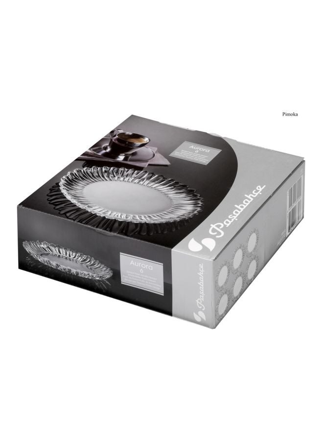 6-Piece Aurora Dessert Plates Clear 6x205mm