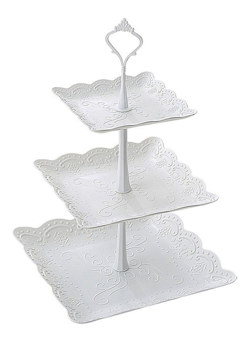 3-Layer Snack Tray Stand White