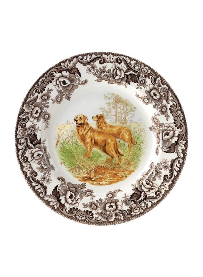 Woodland Hunting Dogs Printed Salad Plate White/Brown/Green 8inch