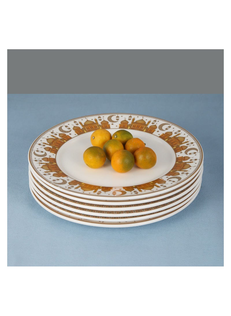 Liying 6Pcs Ramadan Dessert Plate Set 15*15CM (S) for Ceramic Serving Display Decoration, Ramadan Decorations for Table, Dessert Tray, Ramadan Serving Plate, Display Holder Decor Ornament Plate