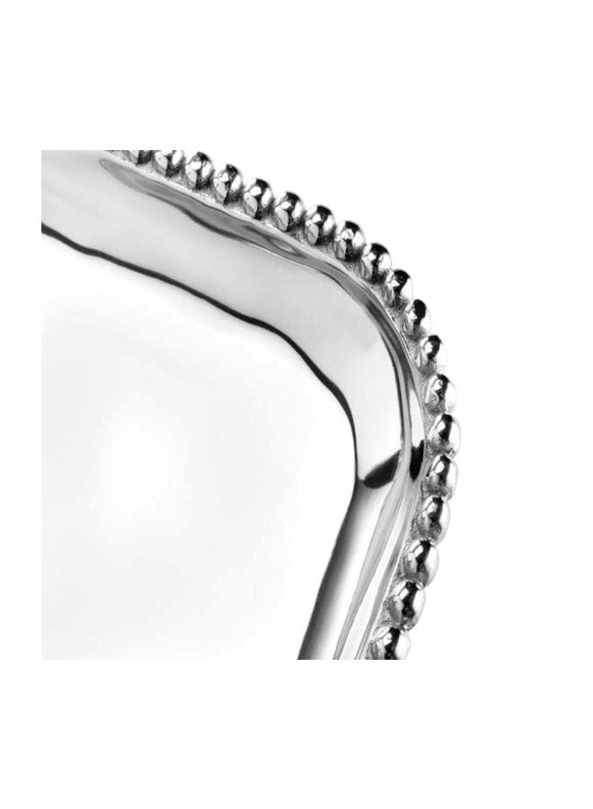 Pearled Rectangular Platter Silver 13.2x10.8x2.8inch