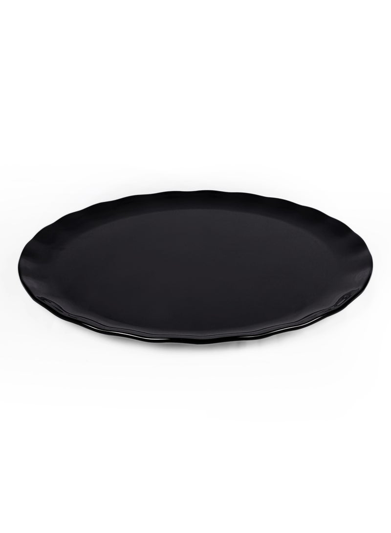 Melamine 16 Inch Round Wavy Edge Serving Platter Black