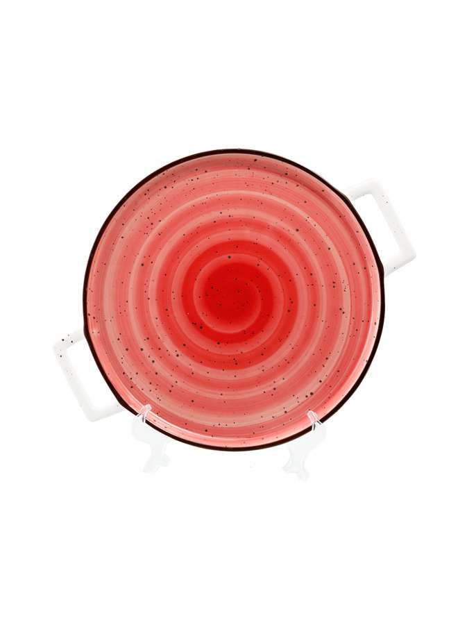 Color Glaze Porcelain Pizza Plate 32.5x26.5 cm,Red